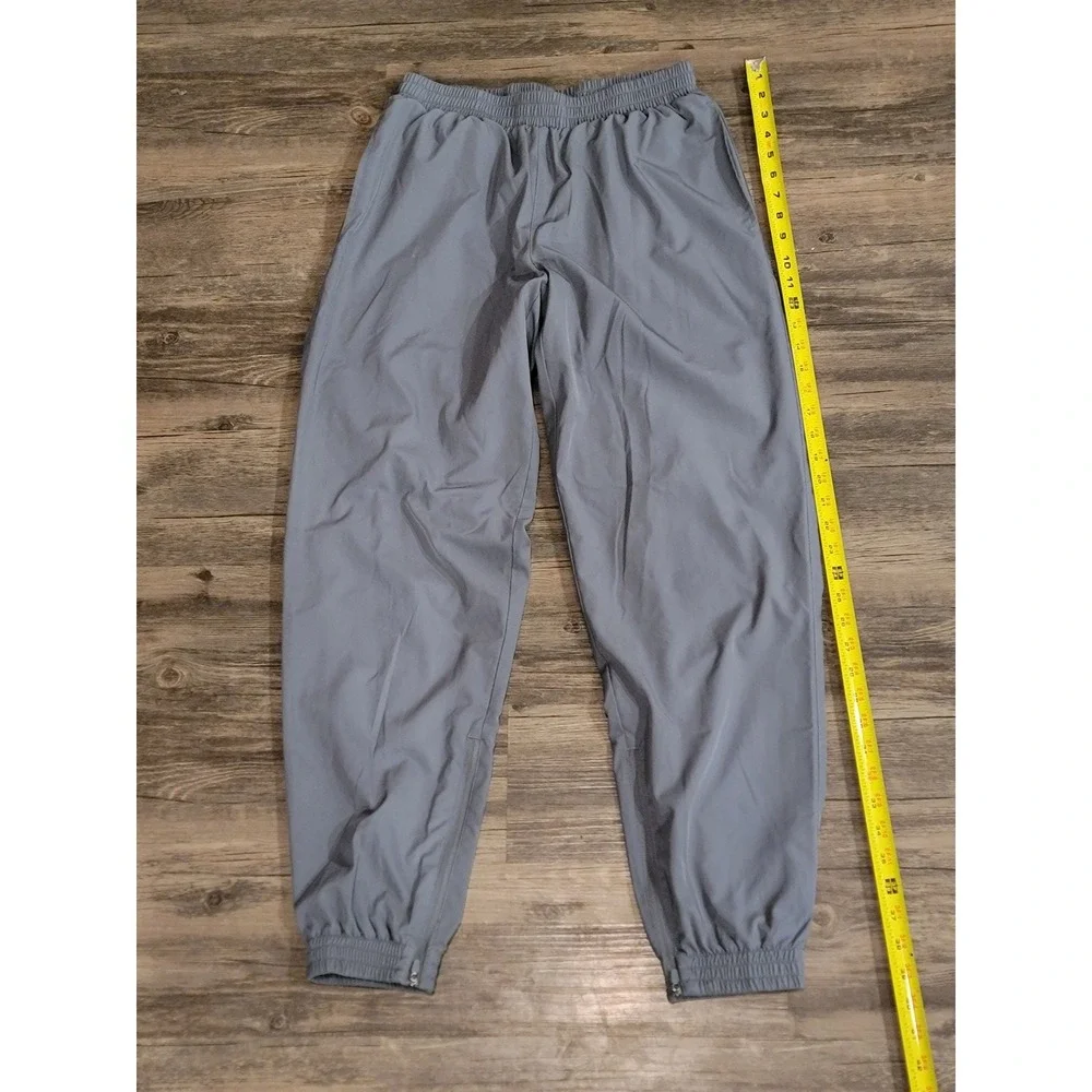 Varsity Spirit Grey Athletic Track Pants Elastic Waist Ankle Zip Joggers M‎